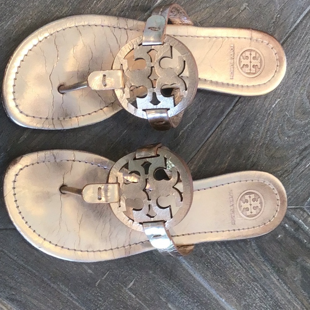 Tory Burch Tan Sandals with Iconic Medallion